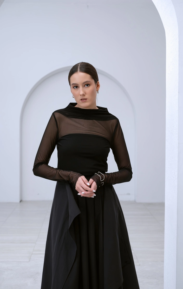 Лонгслив сетка черная Лонгслив сетка черная