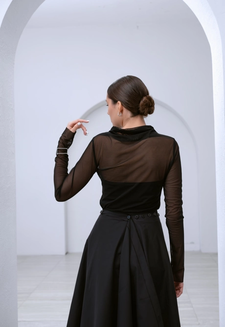 Лонгслив сетка черная - фото 3