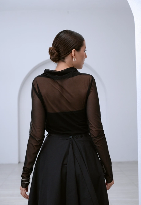 Лонгслив сетка черная - фото 4