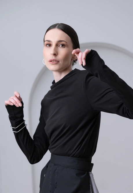 Лонгслив плечики черный - фото 3