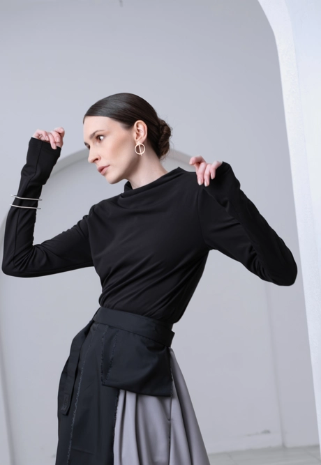 Лонгслив плечики черный - фото 4